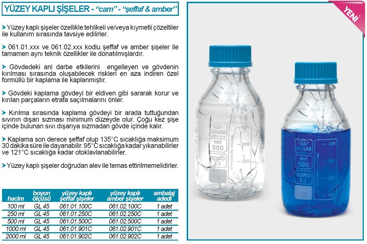 İSOLAB 061.01.100C şişe - borosilikat cam